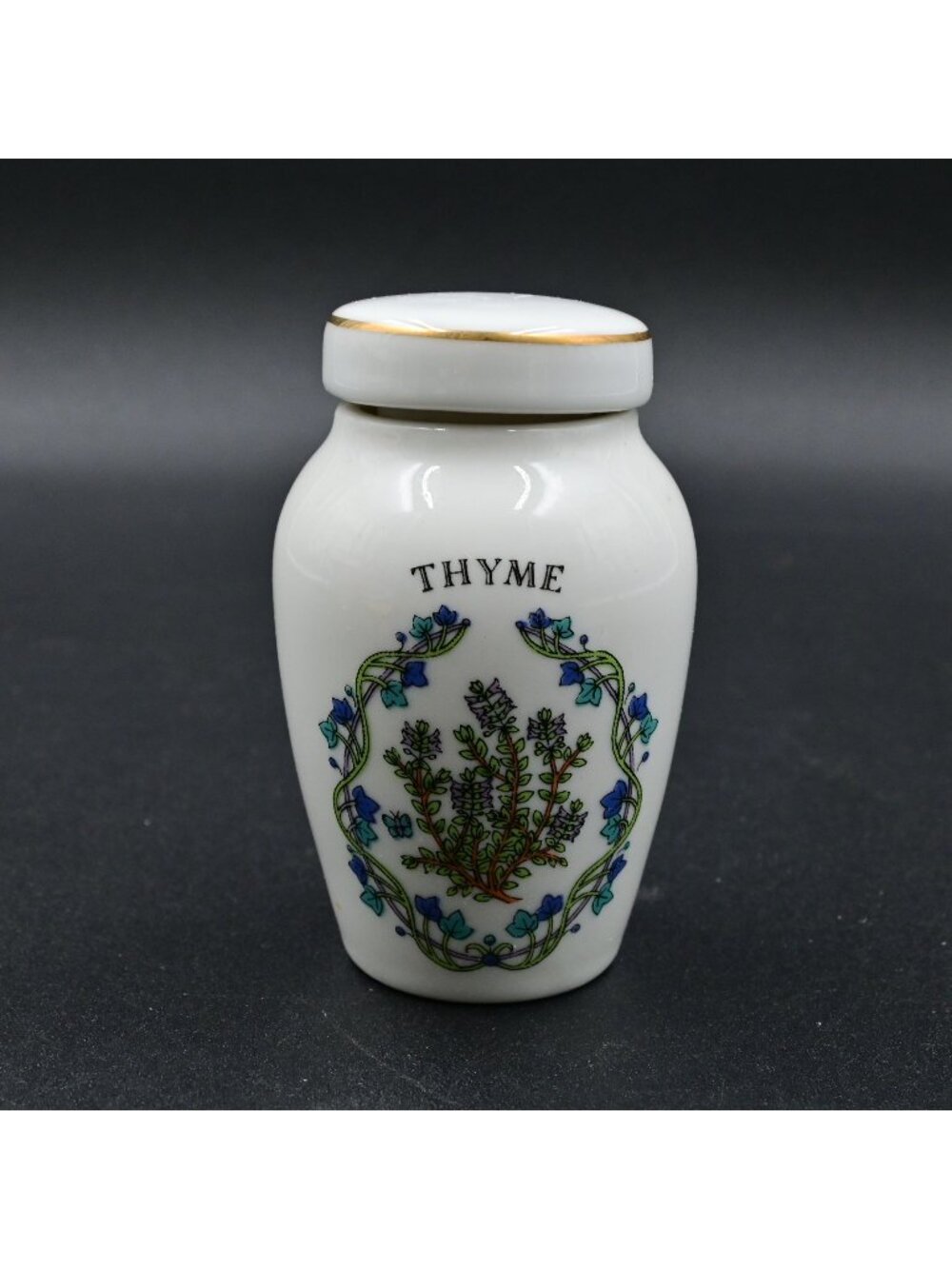 Gloria Concepts Thyme Spice Jar with Lid Porcelain Franklin Mint Vintage 1985